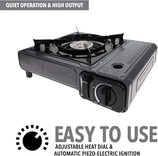 Gas One Butane Gas Stove with 4 Fuel Canister Catridge - Gray