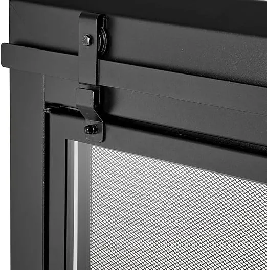 UniFlame - Gregory - Cabinet-Style Fireplace Doors with Smoke Tempered Glass (Color: Black, Size: Small - Fits Opening 30in to 37in W x 22.5in to 29.5in H)