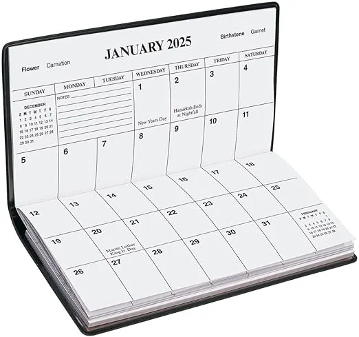 2 Year Planner Calendar Refill - Pocket Sized Calendar Insert - Ideal for Purses, Briefcases, or Backpacks – 6 ¾ inches x 3 5/8 inches
