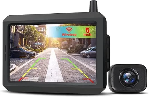 AUTO-VOX W7 Wireless Backup Camera 5" HD Monitor, Easy Install Stable Digital Signal Back Up Camera System, IP69 Waterproof Night Vision Reverse Camera for Car, Truck, SUV, Pickup, Van, Trailer