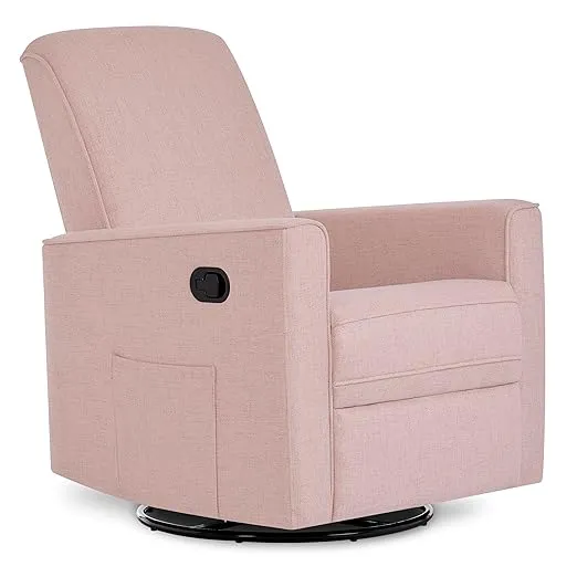 Evolur Raleigh Upholstered Nursery Glider, Swivel, Rock, Recliner, Tool Free Assembly, Greenguard Gold Certified Rose