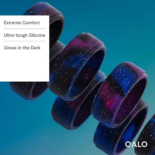 QALO Men's Silicone Ring - Mens Silicone Wedding Rings - Engagement Ring Bands for Him
