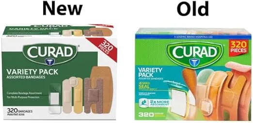 Curad Bulk Variety Pack Assorted Bandages, Flex-Fabric, Waterproof, Plastic, Knuckle, Heavy Duty Bandages (320 Count)