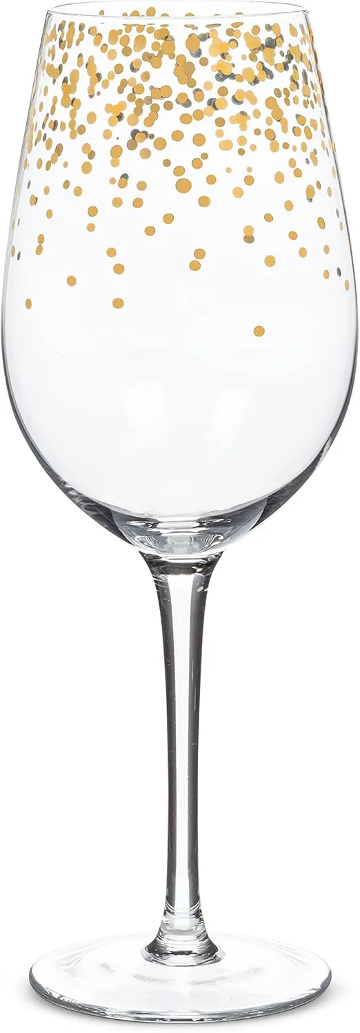 Abbott Collection 27-Gala-GOB Confetti Wine Glass, Clear/Gold