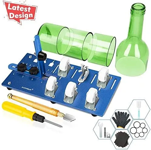 Glass Bottle Cutter Upgraded Bottle Cutting Machine for Cutting Round, Oval Bottles, Home Craft DIY Glass Cutter Bundle Tools for Cutting Wine, Beer, Whiskey, Champagne - Complete Accessories Tool Kit
