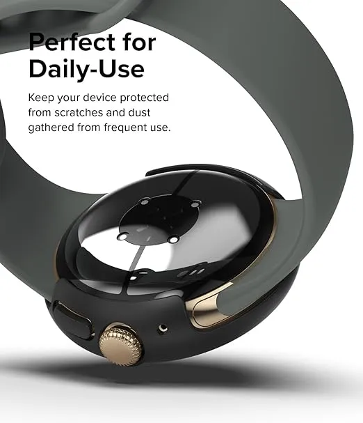 Ringke Slim [Anti-Yellowing Material / 2 Pack] Compatible with Google Pixel Watch 3 Case (45mm), Sturdy Solid Transparent Cover + Extra Color for Women, Men - Clear + Matte Black