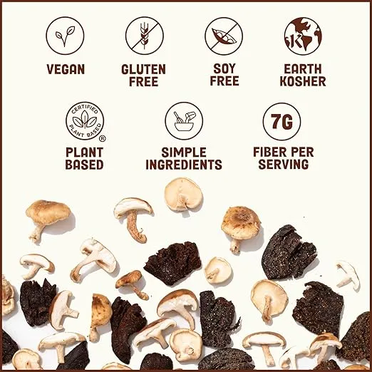 Pan's Mushroom Jerky, Organic, Vegan Snacks, Dried Mushrooms Shitake, Plant based Jerky, Meatless Jerky, Gluten Free, High in Fiber, with Original flavor (2.2 Ounce, Pack of 1)