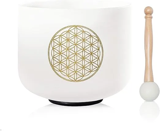 528HZ C Note 8 Inch Flower Of Life Crystal Singing Bowl Meditation Sound Bath Sound Healing Chakra Singing Bowl