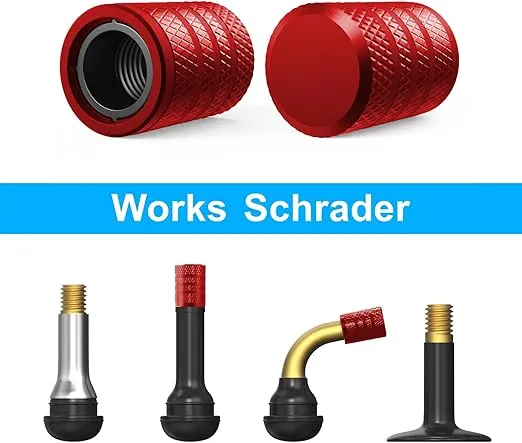 HZJD Tire Valve Stem Caps, Red(4 Pack)