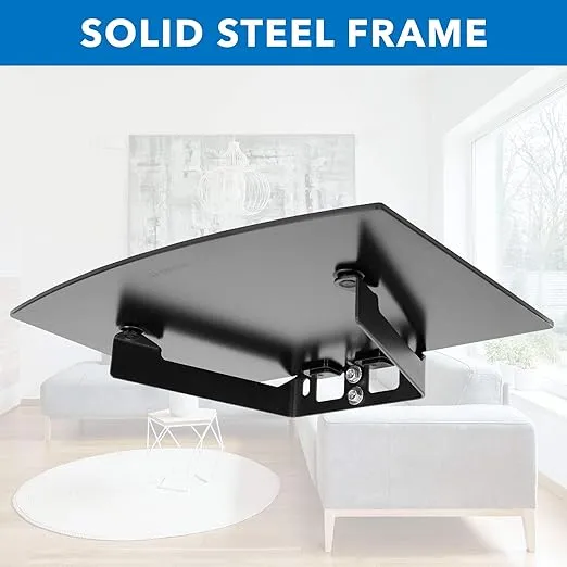 MOUNT-IT! Cable Box Tempered Glass Shelf [22 lbs Capacity] Wall Mount Shelves for DVD Player, AV, Electronic Components, Gaming Consoles, Streaming Devices, Karaoke (BLACK)