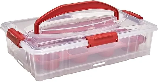 Buddeez Cupcake And Cake Carrier - Stackable Cupcake Holder, Dessert Carrier For Full Size 14x9 Cake Pans Or 12-Count Cupcake Tray, Cupcake Carrier & Cake Box (Includes Slice-N-Serve Utensil)