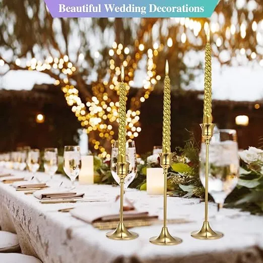 Anndason Set of 6 Gold Taper Candle Holders Decorative Candlestick Holder for Home Decor, Wedding, Dinning, Party, Anniversary
