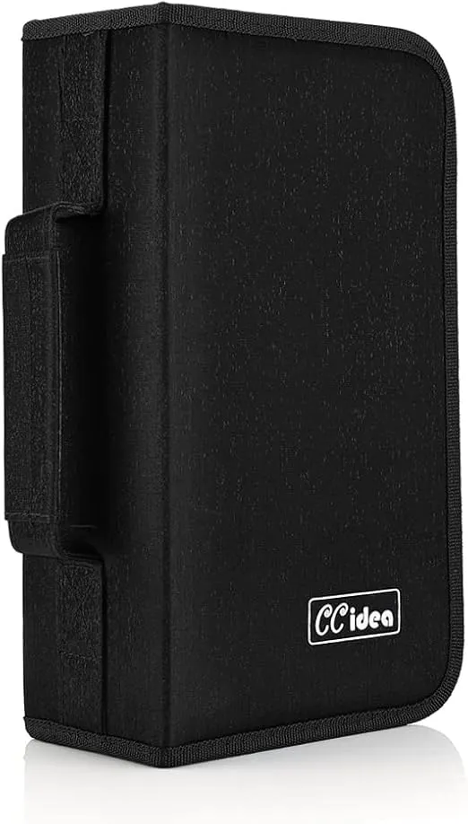 CCidea CD Case DVD Storage Holder, 128 Capacity DVD Cases Organizer CD Plastic Protective Carrying Binder,Portable Cd Wallet for Home Travel (Black)