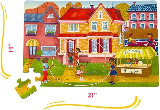 Upbounders- Fun Outside 48 Piece Floor Puzzle, Multicultural Beginner Jigsaw Puzzle with African American Children Boys Girls at Play, Ages 4+
