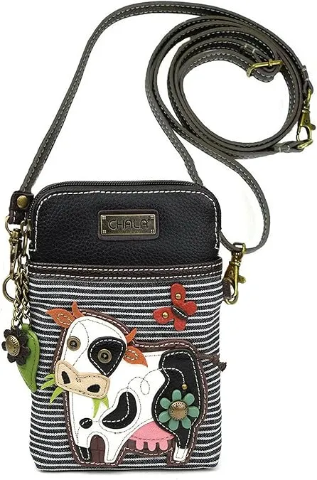CHALA Cell Phone Crossbody Purse-Women PU Leather/Canvas Multicolor Handbag with Adjustable Strap