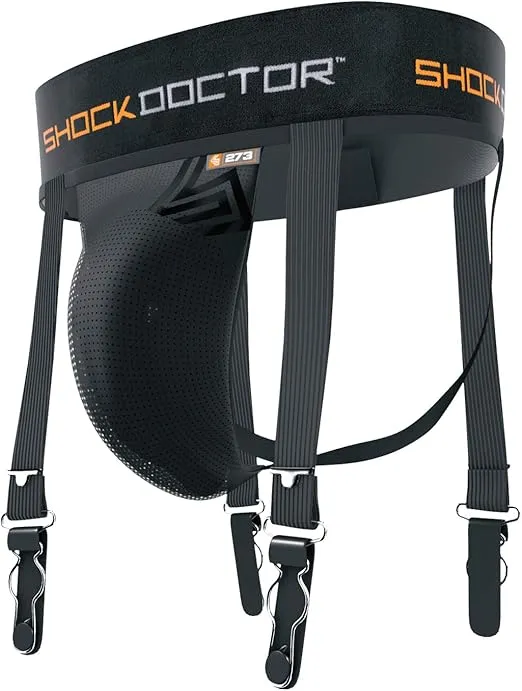 Shock Doctor Hockey Garter Supporter Jock Strap with Cup Pocket (Cup Not Included)