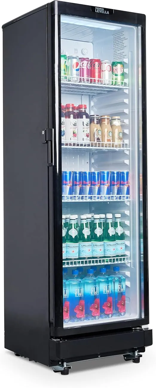 PremiumLevella Glass Door Display Refrigerator 8.5 cu ft Commercial Beverage Cooler Merchandiser
