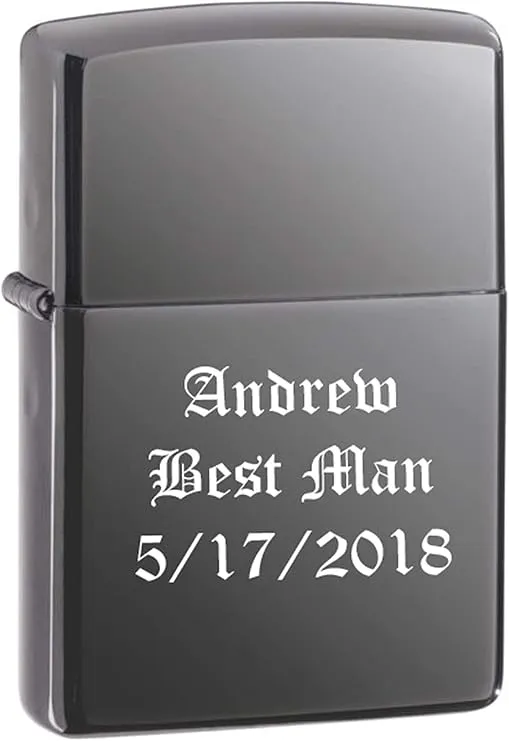 Zippo Personalized Custom Engraved Lighter, Black Ice Finish