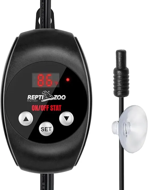 REPTI ZOO Reptile Thermostat Wide Range Temperature Controller Reptile Heat Pad Digital Thermostat Waterproof Seedling Heat Mat Thermostat for Turtles, Lizards, Frogs, Hermit Crabs, Snakes, Plants