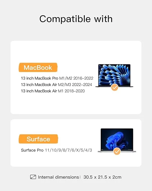 Inateck 360° Protection Laptop Bag with Accessory Bag, Compatible with 13-inch MacBook Air/Pro M3 M2 M1 2016-2024, Gray