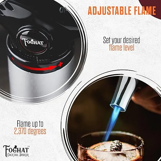 Foghat Cocktail Smoker Torch for Smoked Cocktails and Cooking - Handheld Refillable Culinary Butane Powered Kitchen Blow Torch Lighter Gun, Creme Brulee Torch (Butane not included)