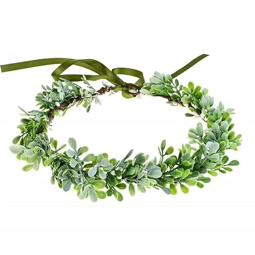 Vividsun Bridal Green Leaf Crown Bohemian Headpiece Floral Headband Photo Prop (A)