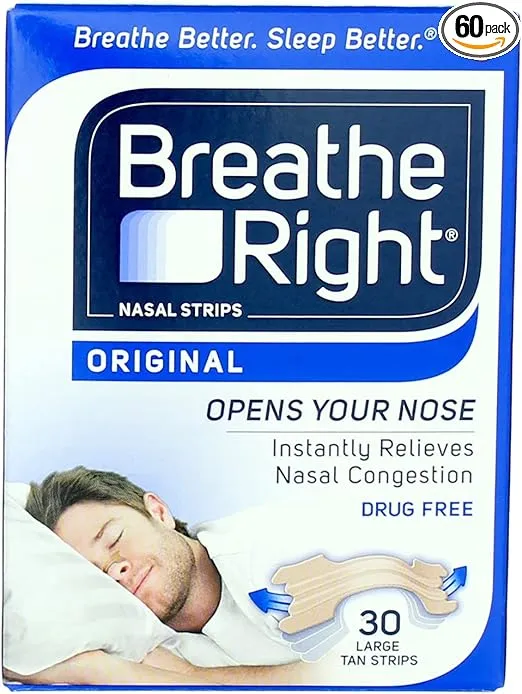 Breathe Right Nasal Strips Original Tan Large - 30 ct, Pack of 6