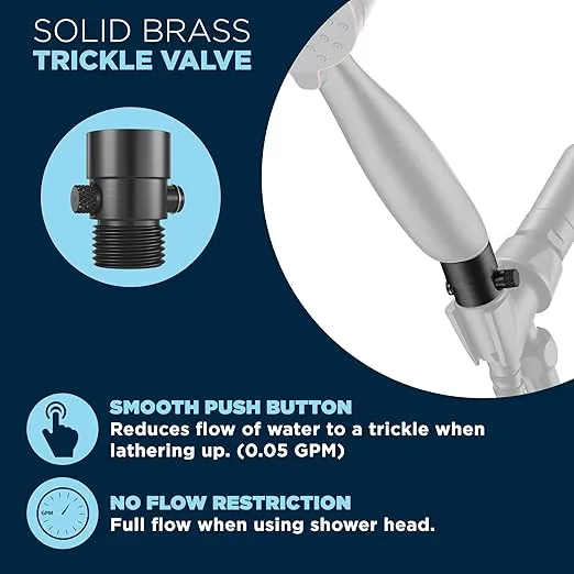HammerHead Showers® ALL METAL Shower Head Shut Off Valve - Oil Rubbed Bronze - Brass Shower Head Valve Reduces Flow To A Trickle - Universal Shower Shut Off Valve - Plumbing Code Compliant