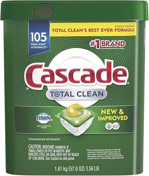 Cascade Total Clean ActionPacs, Dishwasher Detergent, Fresh Scent (105 Count)