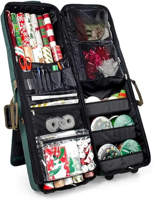 [Gift Bag Wrap and Craft Organization and Storage] - for All Your Tissue Paper Gift Wrap and Crafting Accessories | Holds 14 (40-Inch) Rolls of Wrapping Paper, 6 XL Ribbon Rolls, and More