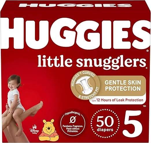 Baby Diapers Size 5 (27+ lbs), 50ct, Huggies Little Snugglers