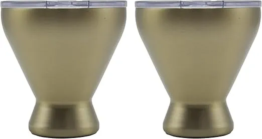Cambridge Gold Set of 2 11 oz Insulated Brushed Cocktail Tumblers, 0