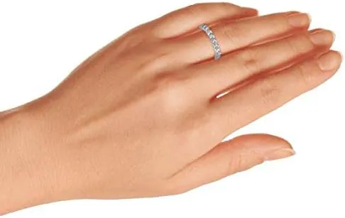Cubic Zirconia CZ Band Stackable Wave Set Eternity Anniversary Wedding Band Ring For Women .925 Sterling Silver
