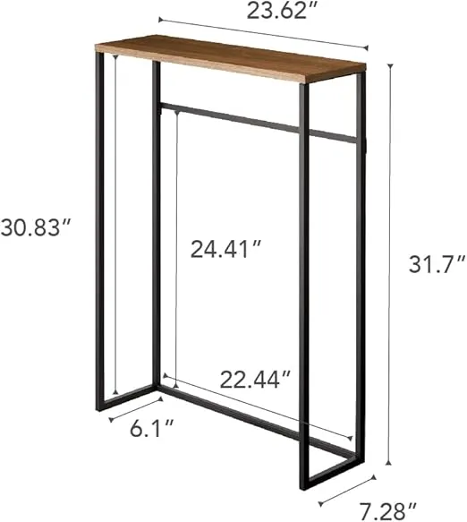 Yamazaki Home Modern Slim Console Table, Slim Narrow Accent Table for Entryway Or Living Room, Metal and Wood Skinny Hallway or Sofa Table Steel One Size Black