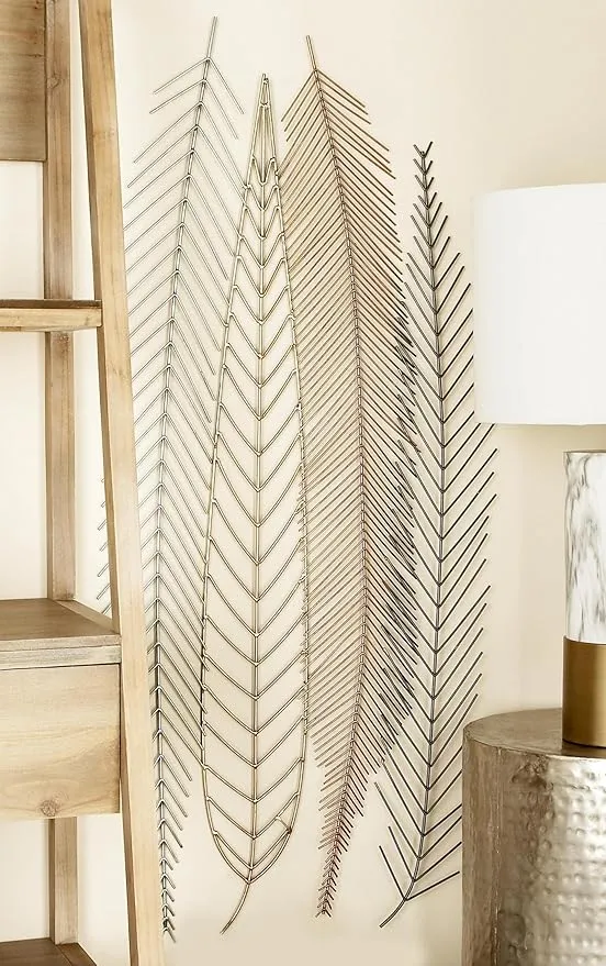 CosmoLiving by Cosmopolitan Metal Bird Home Wall Decor Feather Wall Sculpture, Wall Art 18" x 1" x 42", Multi Colored