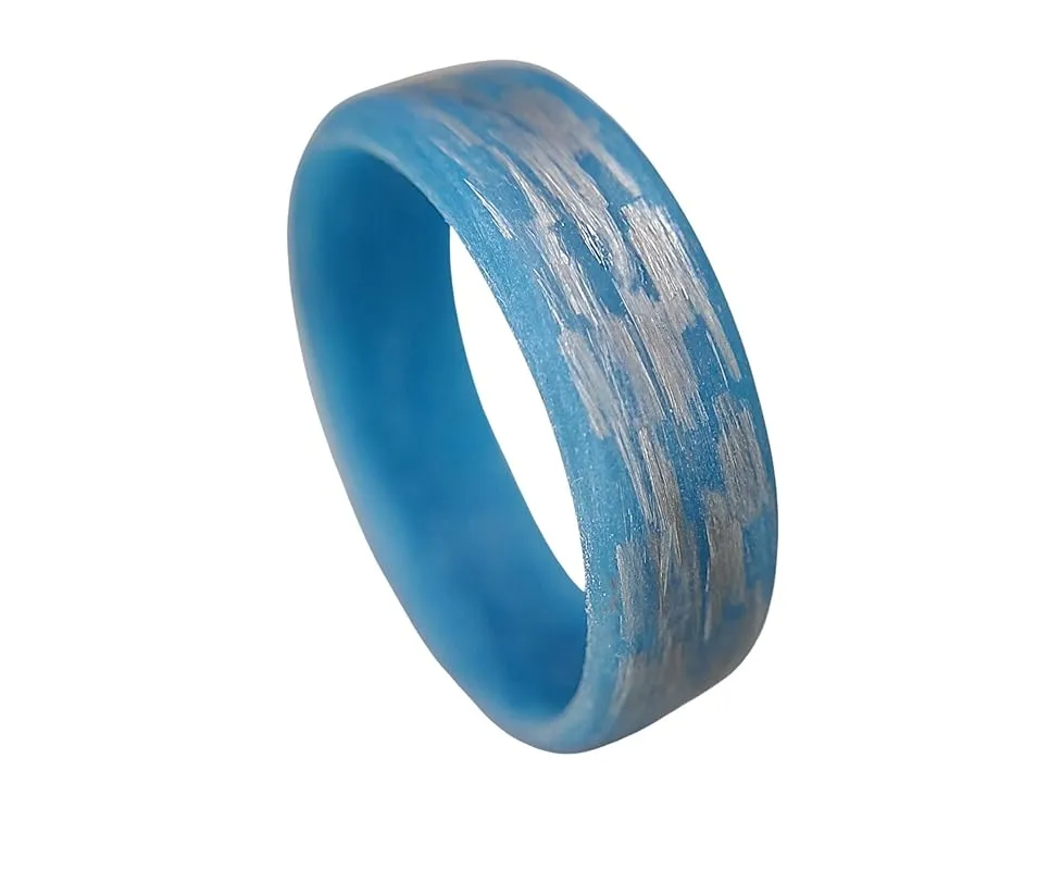 Handmade Ring Band - Men's or Women's Texalium Blue Glow Ring, Matte Finish, Glow-in-the-Dark, Durable, Scratch Resistant, Waterproof, Sizes 4-16, Custom Band Widths