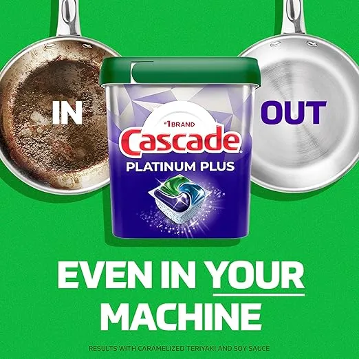 Cascade Platinum Plus Dishwasher Pods, Dishwasher Detergent, Dishwasher Soap, Dish Tabs, Dishwashing Tablets, Dish Detergent, Lemon, Actionpacs, 62 Count