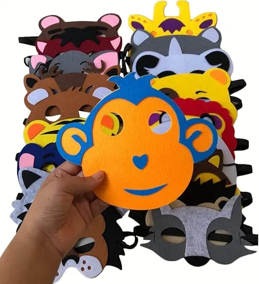 24 Packs Animal Masks Party Favors for Kids Toys Set, Dress Up Birthday Festival Christmas Halloween Cosplay Safari Party Supplies Party Masks with 24 Different Types for Children