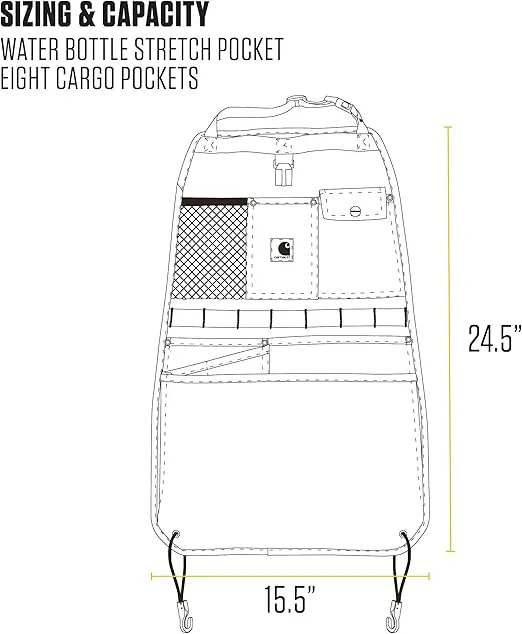 Carhartt Universal Nylon Duck Seat Back Organizer, Gravel