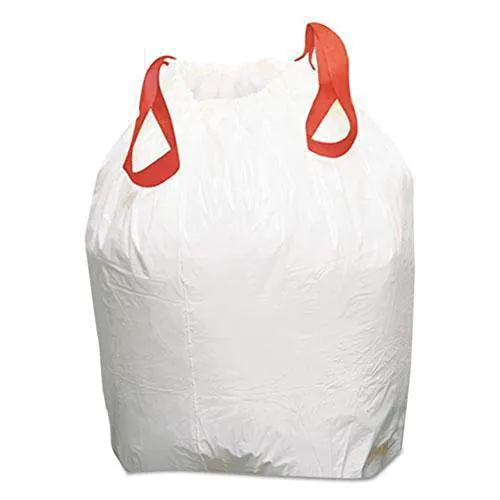 Boardwalk BWK1DK100 13 Gallon 0.8 mil. Drawstring Kitchen Bags - White (50 Bags/Roll, 2 Rolls/Carton)