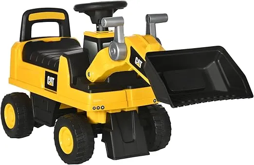 Aosom Ride on Excavator for Kids, Caterpillar CAT Licensed Ride on Digger Construction Vehicle with Manual Shovel, Horn, Hidden Storage, Foot to Floor No Power Kids Ride on Car for Years 1.5-3