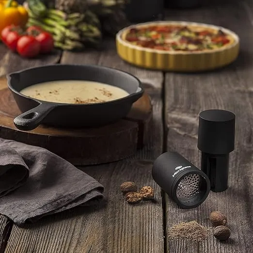 Microplane Manual Spice Mill - Cinnamon Grinder and Nutmeg Grater (Black)