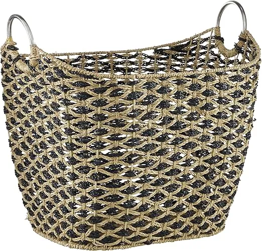 Deco 79 Seagrass Handmade Decorative and Functional Storage Basket Basket Organizer with Handles, Basket for Storage 21" x 18" x 18", Brown