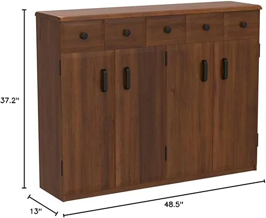 Venture Horizon Media Cabinet with Drawers- Walnut