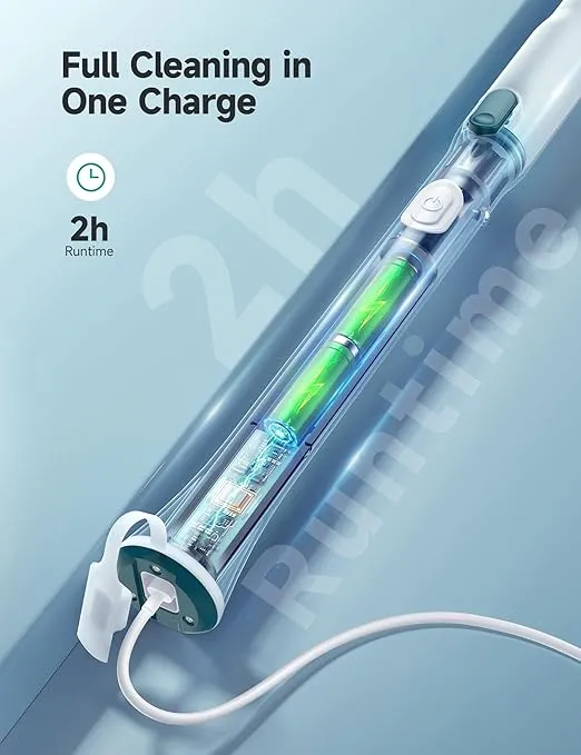 HiCOZY Electric Spin Scrubber HS1, Cordless Shower Scrubber for Cleaning with 4 Replaceable Brush Heads Adjustable Extension Handle, IPX7 Waterproof Cleaning Brush for Bathroom Floor Dark Green