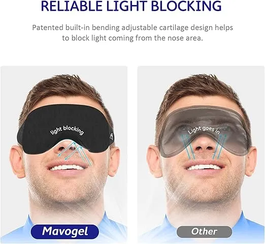 Mavogel Cotton Sleep Mask - Updated Design Light Blocking Sleep Eye Mask, Soft and Comfortable Night Sleeping Mask for Men Women, Eye Blinder for Travel/Sleeping, Includes Travel Pouch, Black
