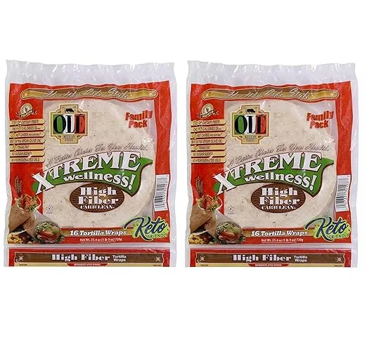 Ole Mexican Foods Xtreme Wellness High Fiber Low Carb Keto Friendly - 16 Tortilla Wraps (Pack of 2) 32 Total Wraps