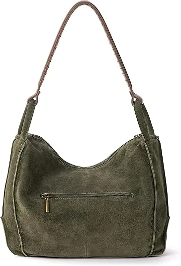 The Sak Los Feliz Hobo in Leather, Lined Shoulder Purse, Moss Suede
