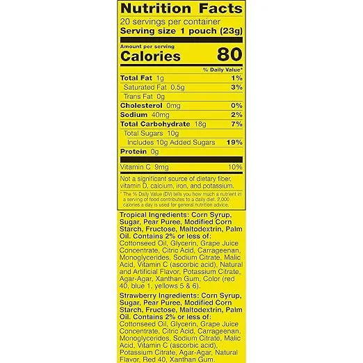 Gushers Fruit Flavored Snacks, Tropical and Strawberry Flavors, Family Pack, Stocking Stuffer, 20 Pouches, 16 oz