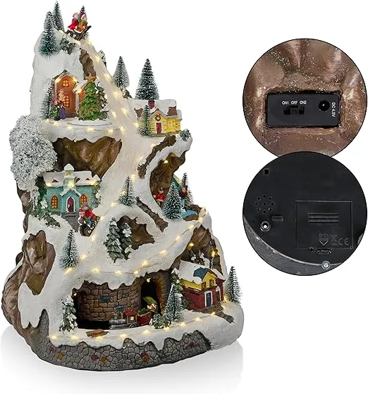 Alpine Corporation 18"H Indoor Animated Winter Wonderland Set with LED Lights and Music